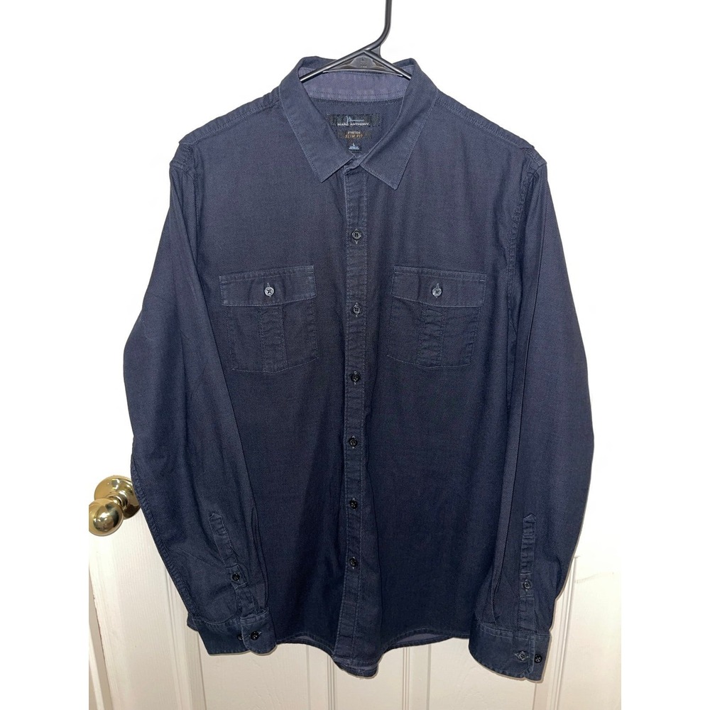 MARC ANTHONY Stretch Slim Fit Large Men's Long Sleeve Dress Shirt